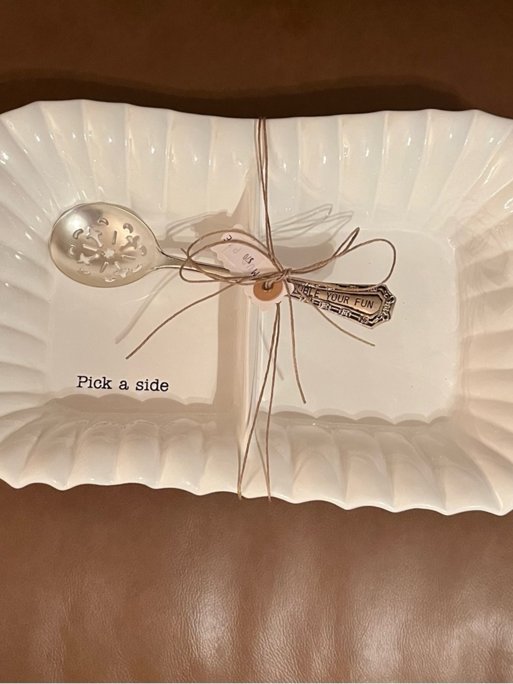 Mud Pie Pick a Side Divided Serving Dish with Decorative Serving Spoon NWT